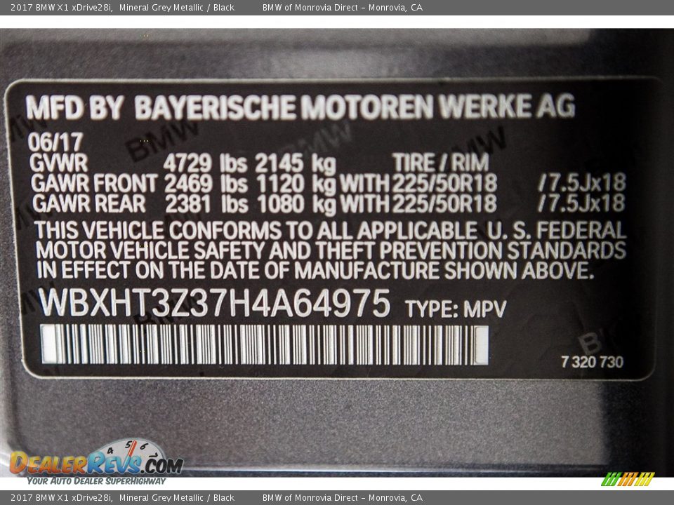 2017 BMW X1 xDrive28i Mineral Grey Metallic / Black Photo #11