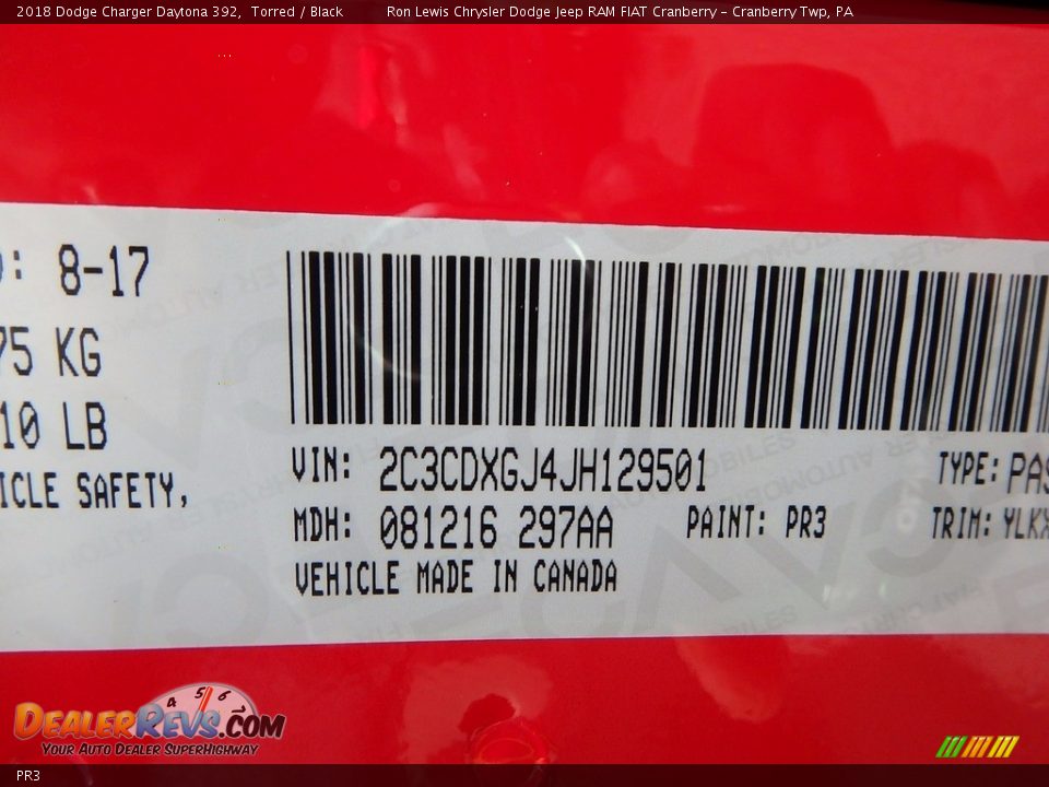 Dodge Color Code PR3 Torred