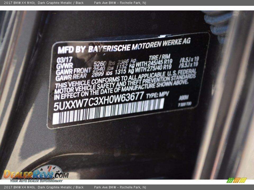 2017 BMW X4 M40i Dark Graphite Metallic / Black Photo #34