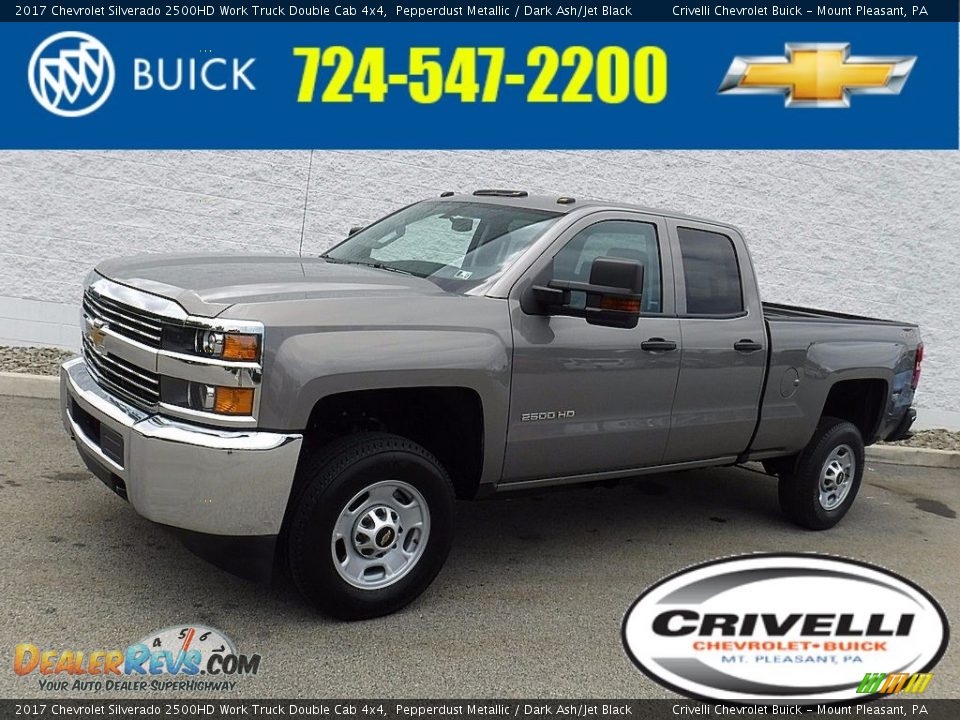 2017 Chevrolet Silverado 2500HD Work Truck Double Cab 4x4 Pepperdust Metallic / Dark Ash/Jet Black Photo #1