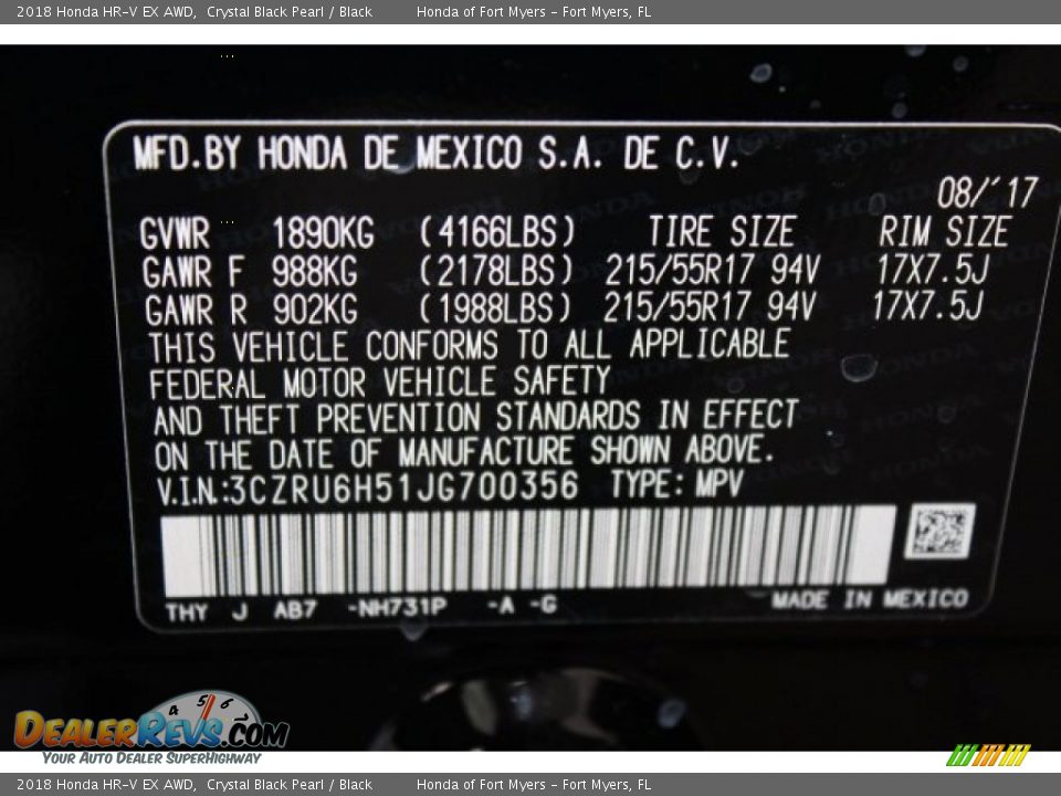 2018 Honda HR-V EX AWD Crystal Black Pearl / Black Photo #26