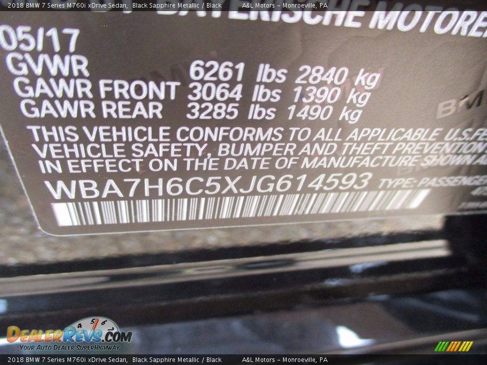 2018 BMW 7 Series M760i xDrive Sedan Black Sapphire Metallic / Black Photo #19