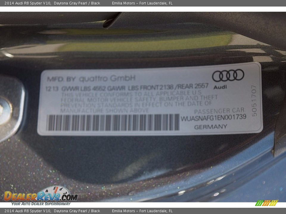 2014 Audi R8 Spyder V10 Daytona Gray Pearl / Black Photo #34