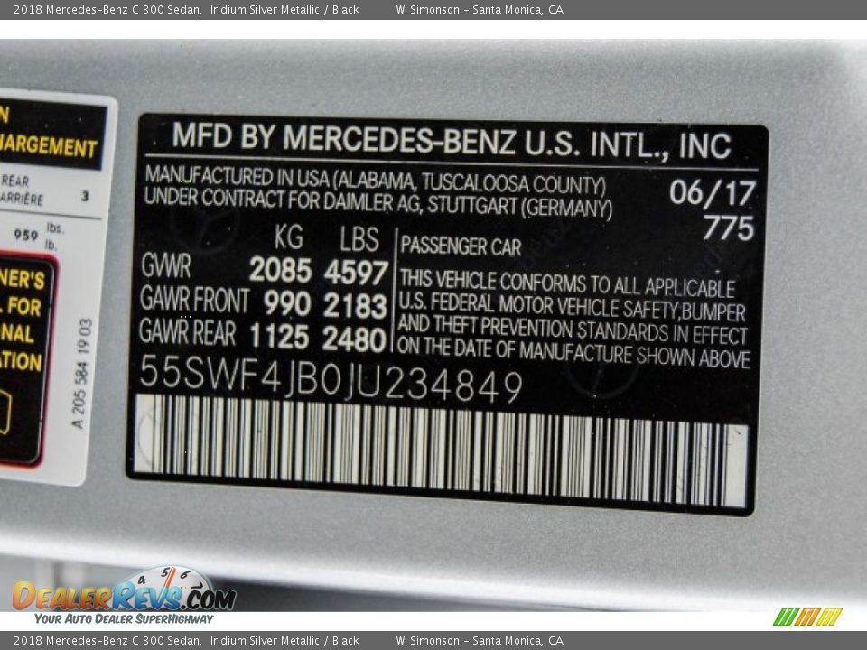 2018 Mercedes-Benz C 300 Sedan Iridium Silver Metallic / Black Photo #10