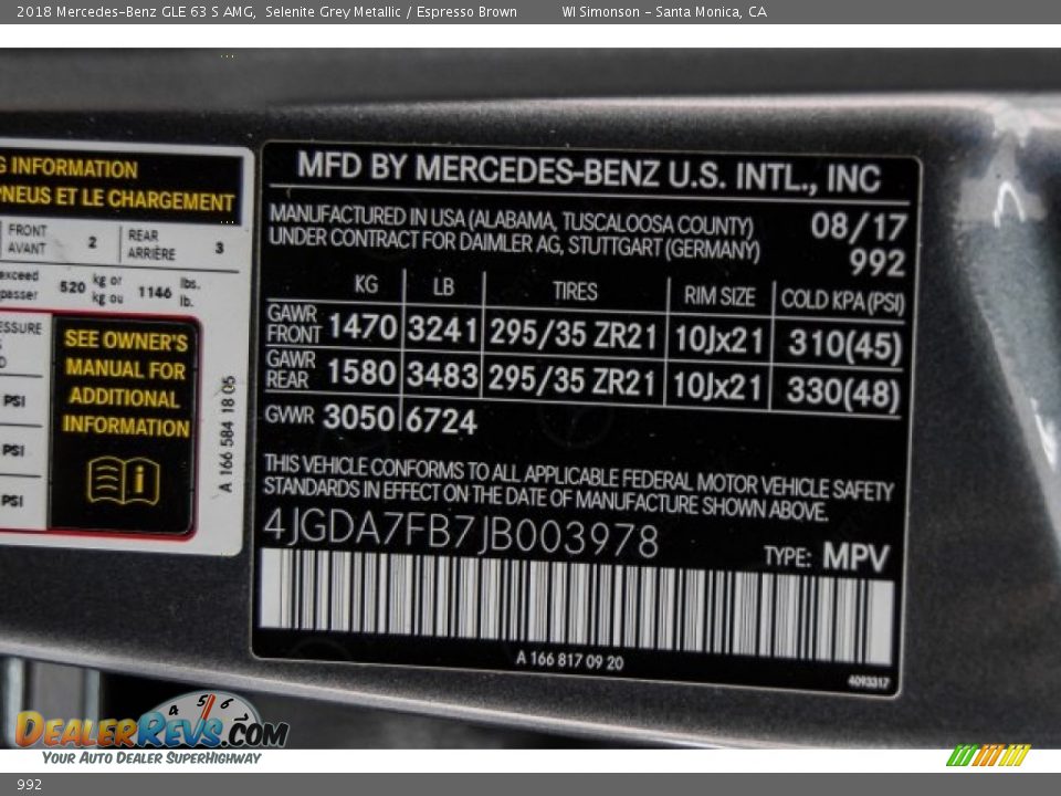 Mercedes-Benz Color Code 992 Selenite Grey Metallic