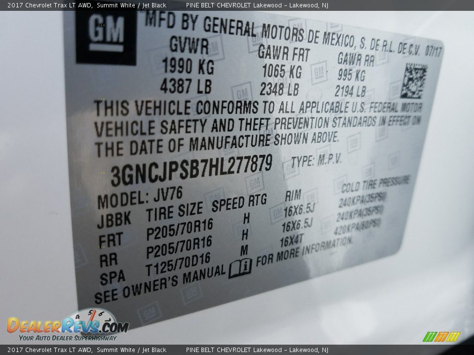 2017 Chevrolet Trax LT AWD Summit White / Jet Black Photo #8