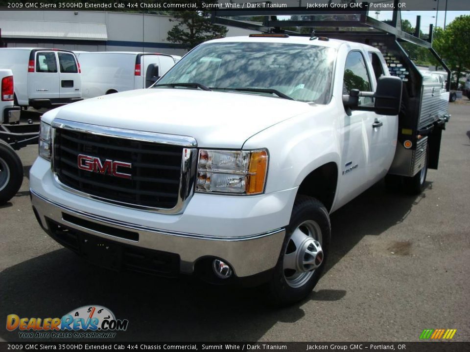 2009 GMC Sierra 3500HD Extended Cab 4x4 Chassis Commercial Summit White / Dark Titanium Photo #2