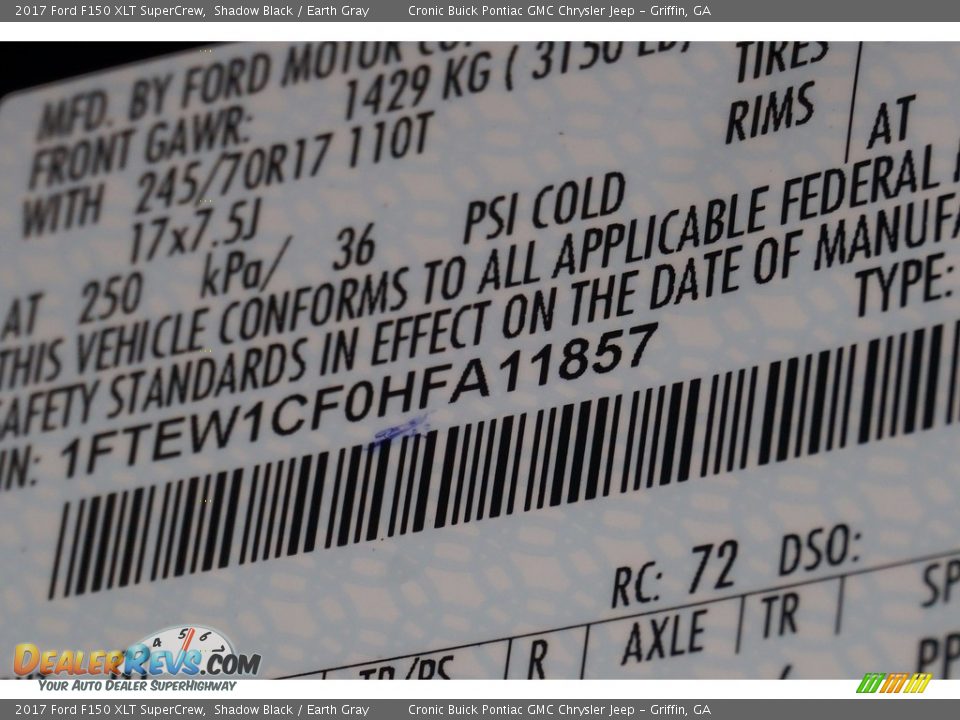 2017 Ford F150 XLT SuperCrew Shadow Black / Earth Gray Photo #7