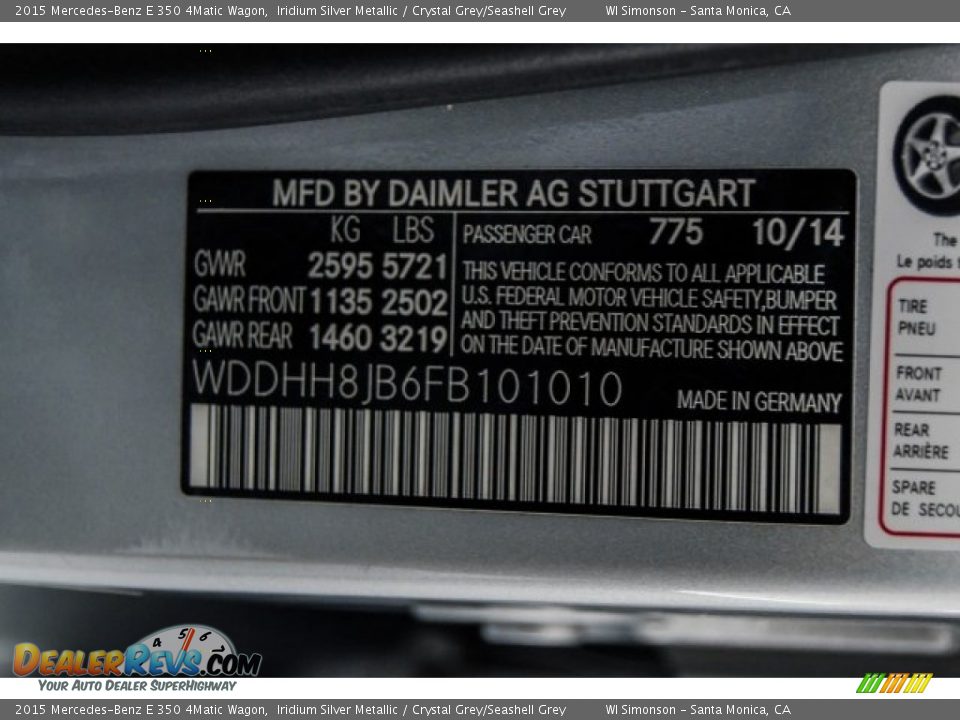 2015 Mercedes-Benz E 350 4Matic Wagon Iridium Silver Metallic / Crystal Grey/Seashell Grey Photo #19