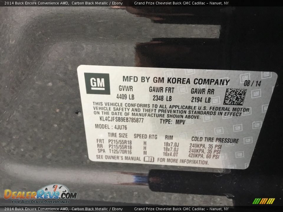 2014 Buick Encore Convenience AWD Carbon Black Metallic / Ebony Photo #17