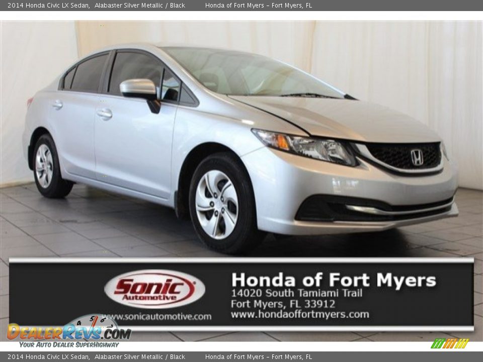 2014 Honda Civic LX Sedan Alabaster Silver Metallic / Black Photo #1