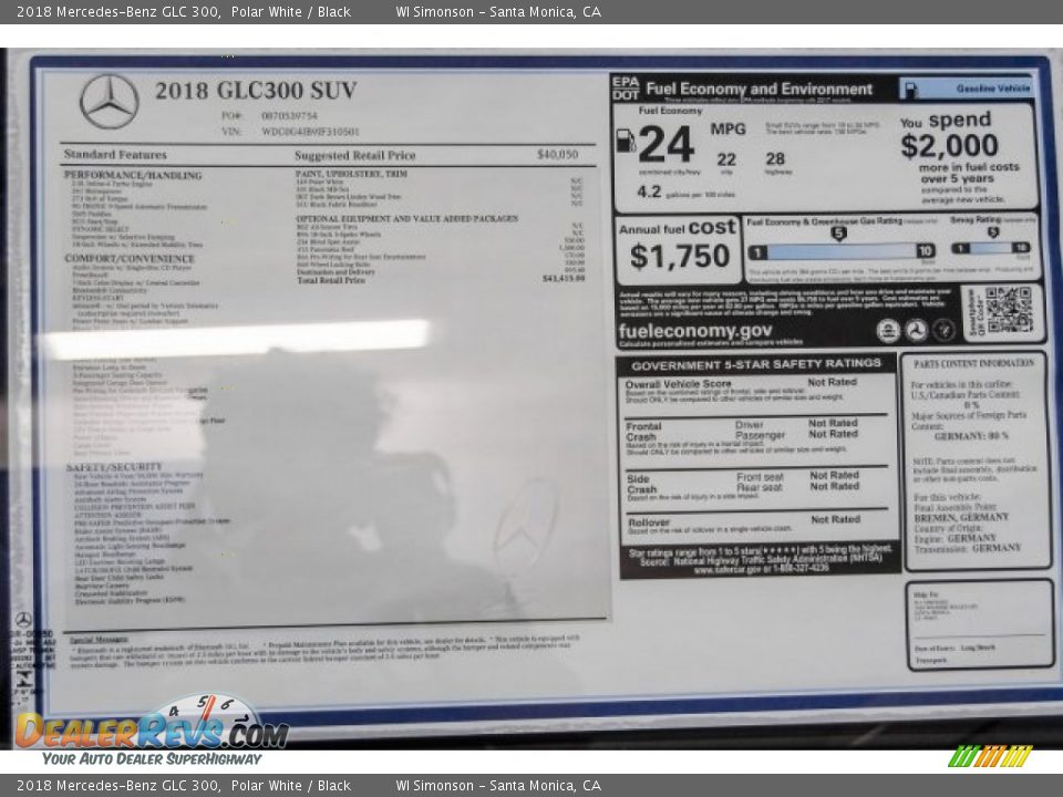 2018 Mercedes-Benz GLC 300 Polar White / Black Photo #11
