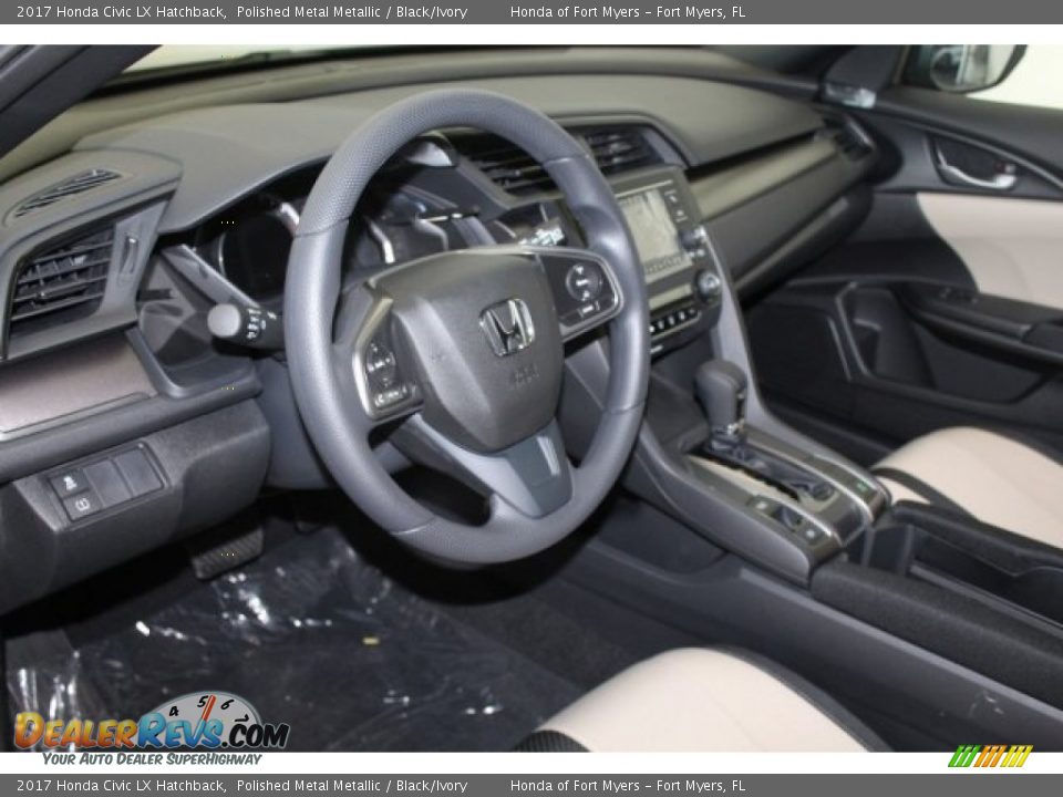 2017 Honda Civic LX Hatchback Polished Metal Metallic / Black/Ivory Photo #12