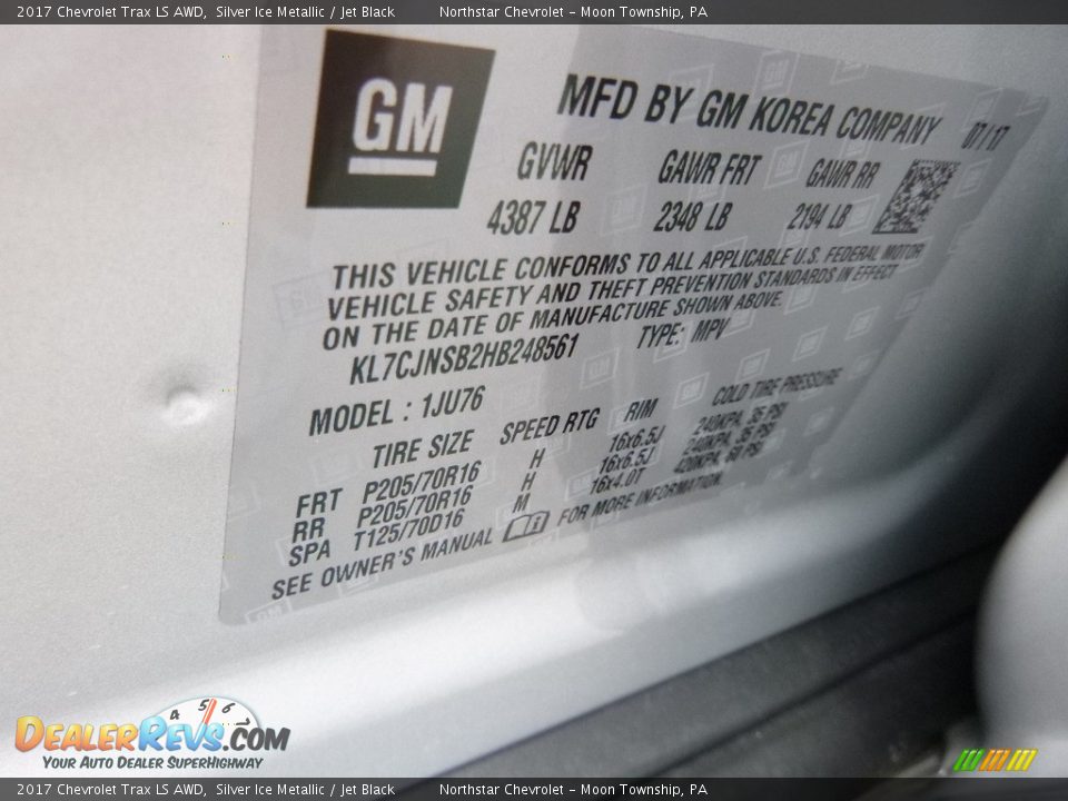 2017 Chevrolet Trax LS AWD Silver Ice Metallic / Jet Black Photo #16