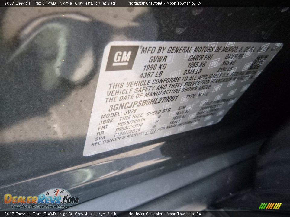 2017 Chevrolet Trax LT AWD Nightfall Gray Metallic / Jet Black Photo #15