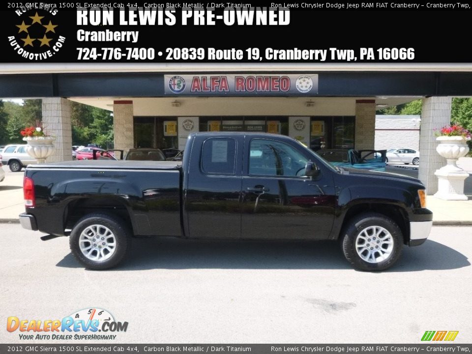 2012 GMC Sierra 1500 SL Extended Cab 4x4 Carbon Black Metallic / Dark Titanium Photo #1