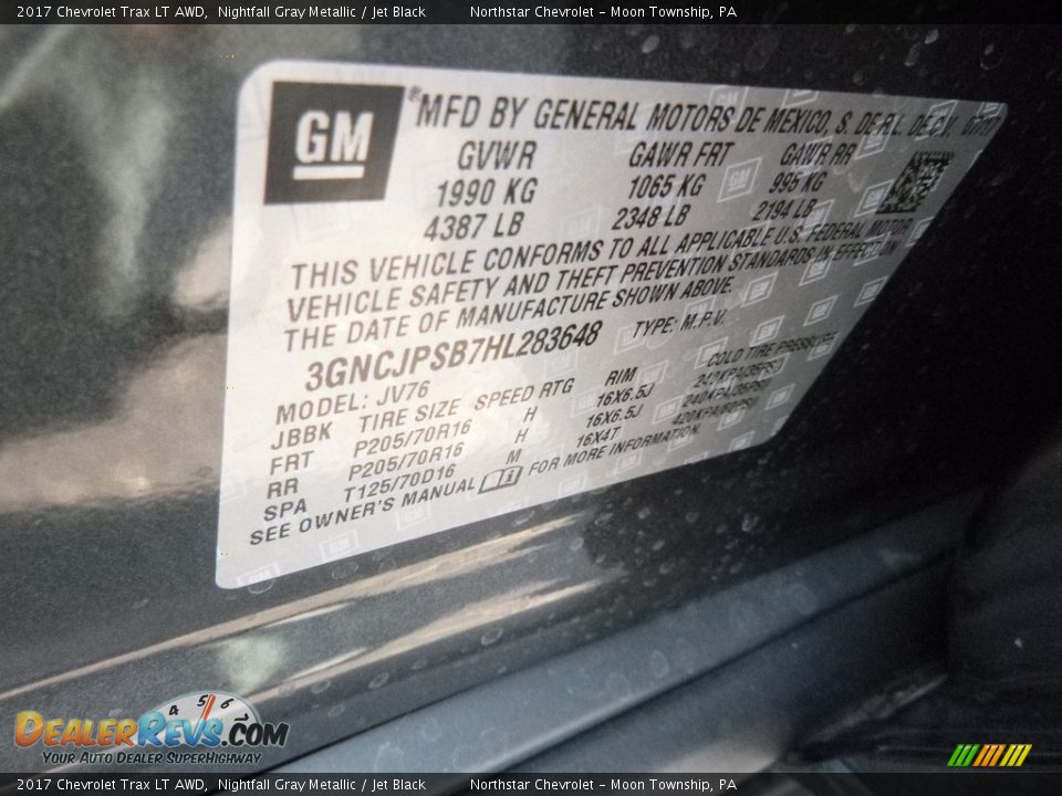 2017 Chevrolet Trax LT AWD Nightfall Gray Metallic / Jet Black Photo #16
