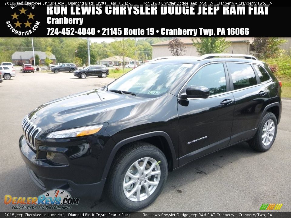 2018 Jeep Cherokee Latitude 4x4 Diamond Black Crystal Pearl / Black Photo #1