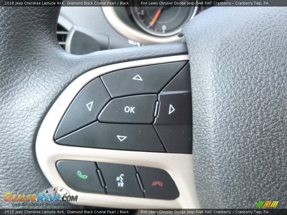 2018 Jeep Cherokee Latitude 4x4 Diamond Black Crystal Pearl / Black Photo #19