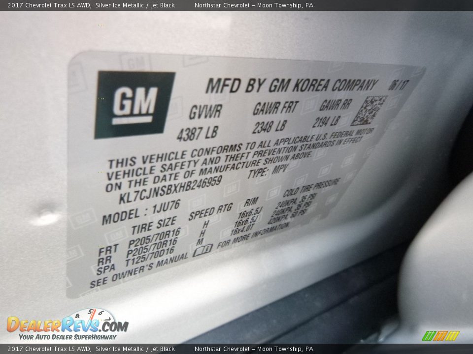 2017 Chevrolet Trax LS AWD Silver Ice Metallic / Jet Black Photo #16
