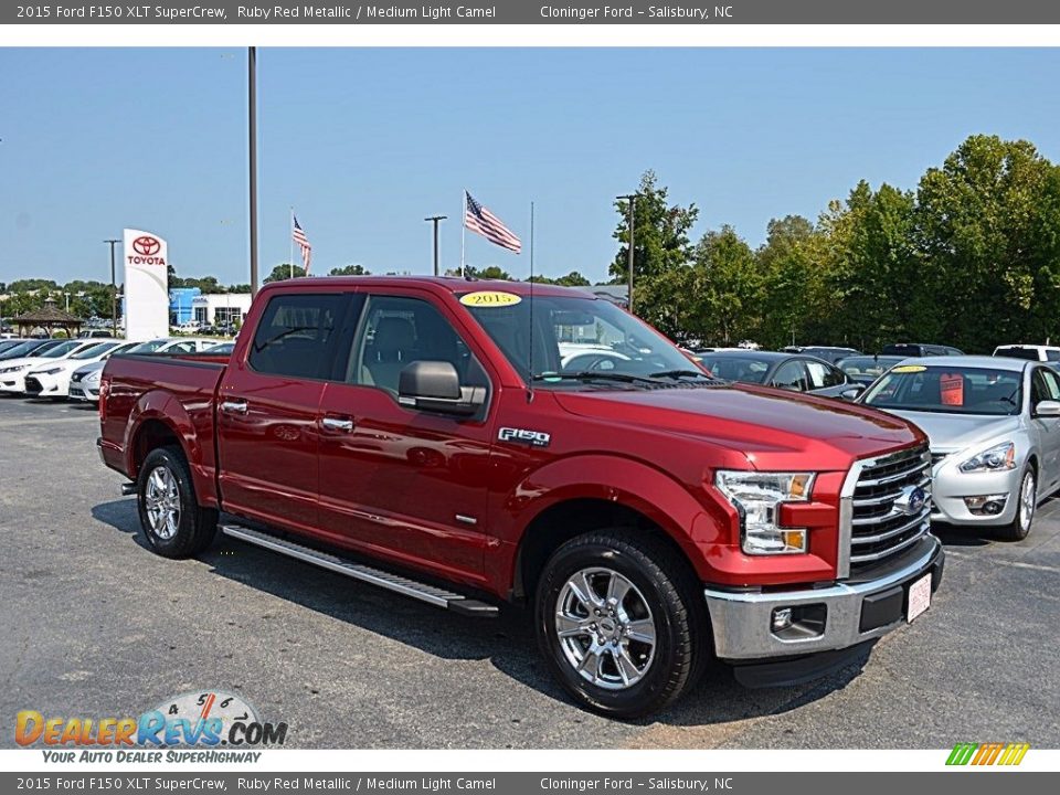 2015 Ford F150 XLT SuperCrew Ruby Red Metallic / Medium Light Camel Photo #1