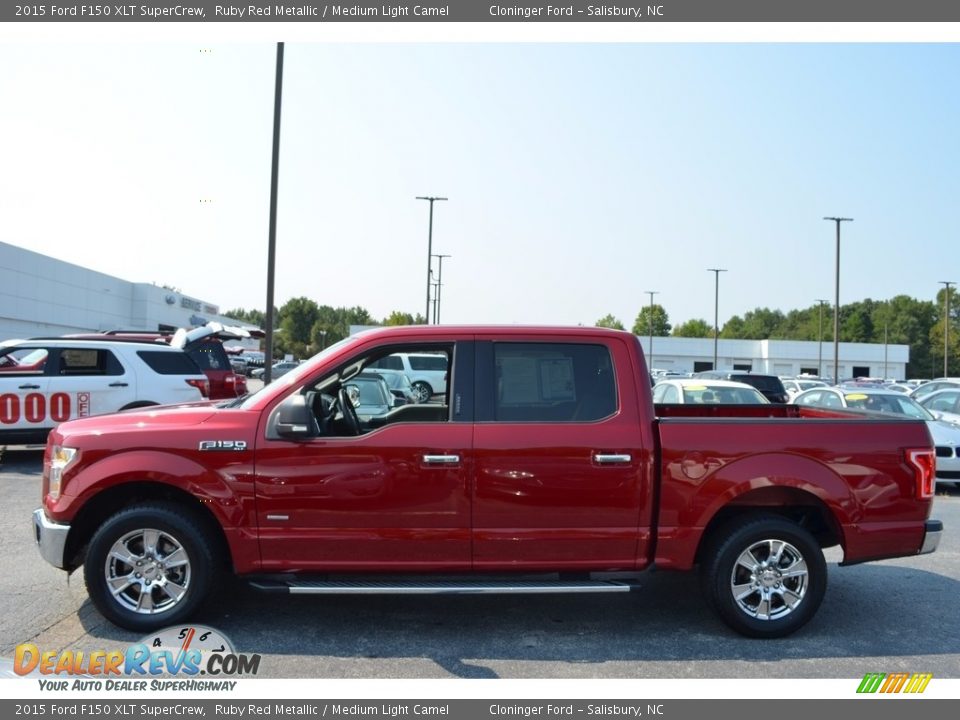 2015 Ford F150 XLT SuperCrew Ruby Red Metallic / Medium Light Camel Photo #6