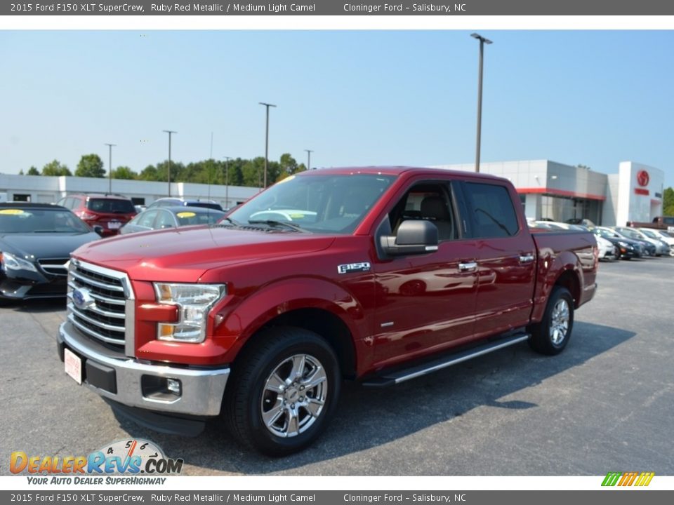 2015 Ford F150 XLT SuperCrew Ruby Red Metallic / Medium Light Camel Photo #7
