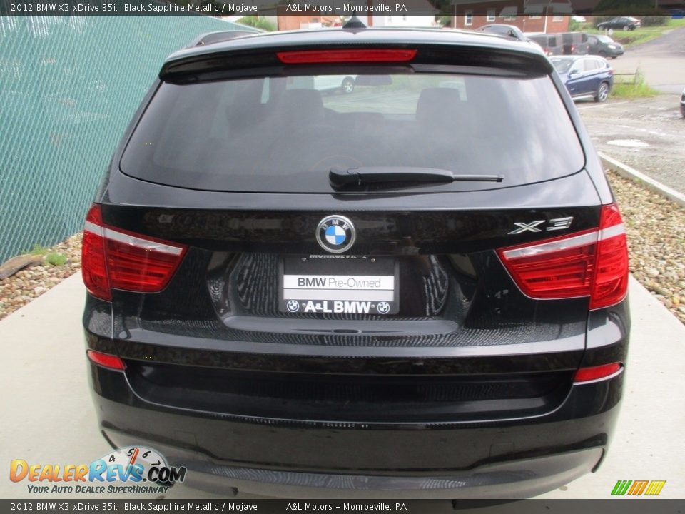 2012 BMW X3 xDrive 35i Black Sapphire Metallic / Mojave Photo #4