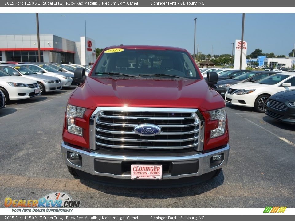 2015 Ford F150 XLT SuperCrew Ruby Red Metallic / Medium Light Camel Photo #28