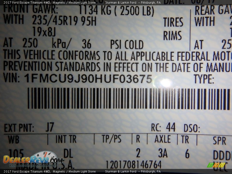 2017 Ford Escape Titanium 4WD Magnetic / Medium Light Stone Photo #10