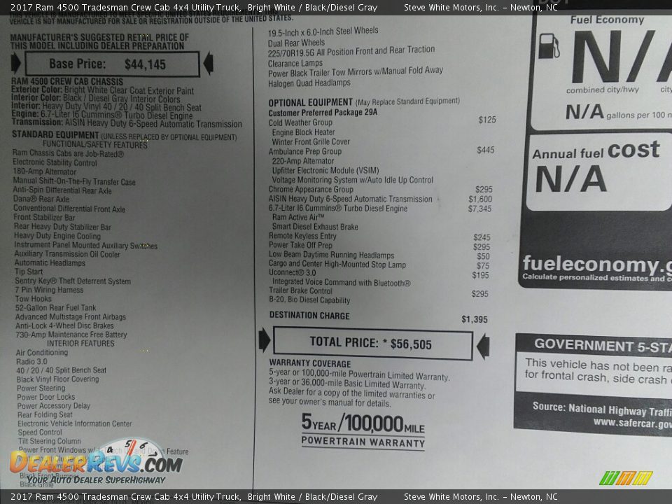 2017 Ram 4500 Tradesman Crew Cab 4x4 Utility Truck Bright White / Black/Diesel Gray Photo #29