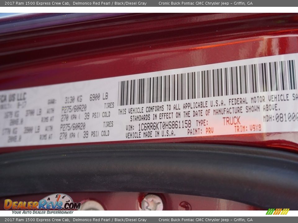 2017 Ram 1500 Express Crew Cab Delmonico Red Pearl / Black/Diesel Gray Photo #16