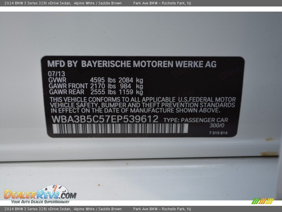 2014 BMW 3 Series 328i xDrive Sedan Alpine White / Saddle Brown Photo #34