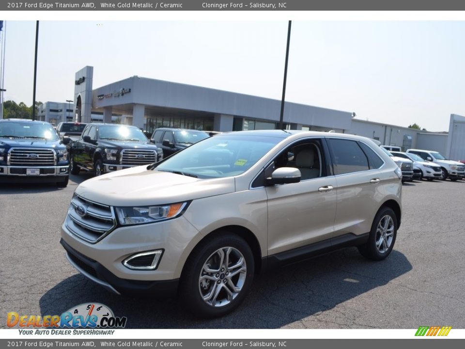2017 Ford Edge Titanium AWD White Gold Metallic / Ceramic Photo #3