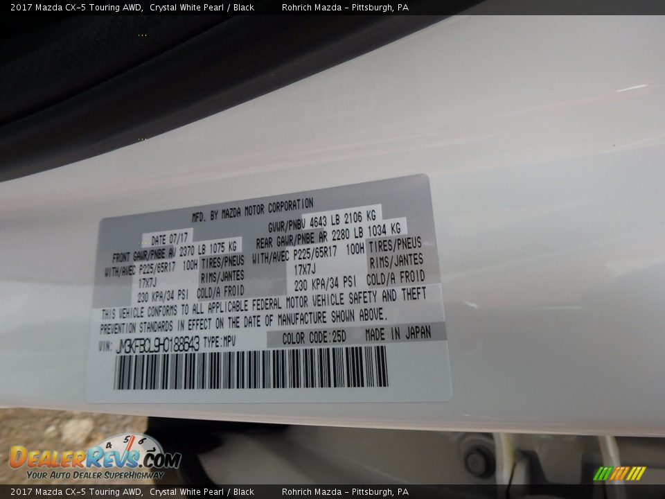 2017 Mazda CX-5 Touring AWD Crystal White Pearl / Black Photo #11