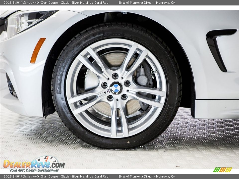 2018 BMW 4 Series 440i Gran Coupe Glacier Silver Metallic / Coral Red Photo #9