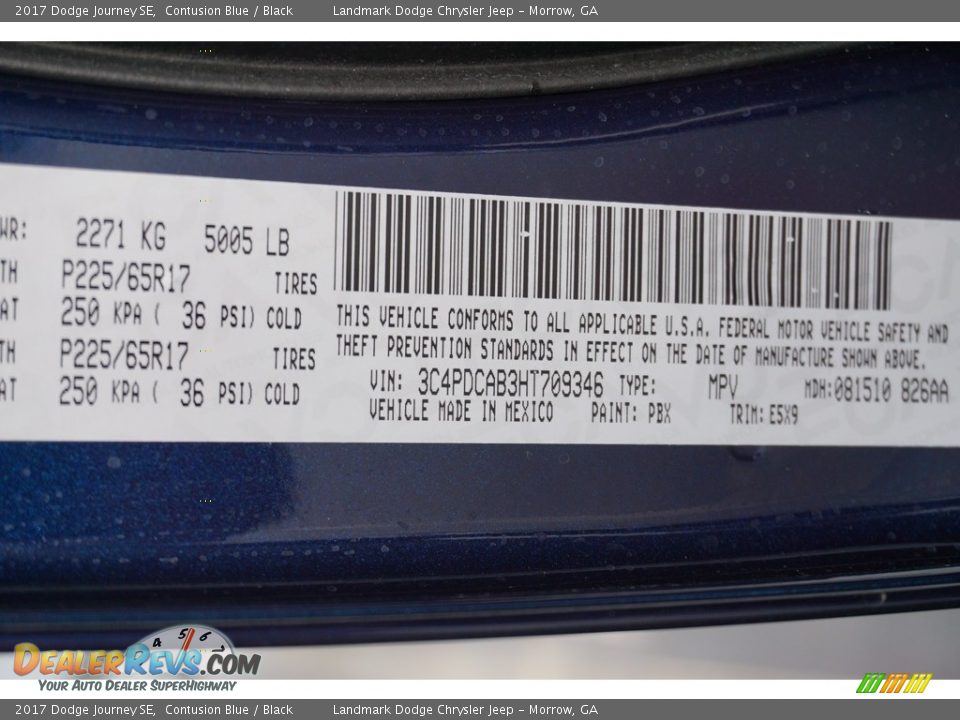 2017 Dodge Journey SE Contusion Blue / Black Photo #9