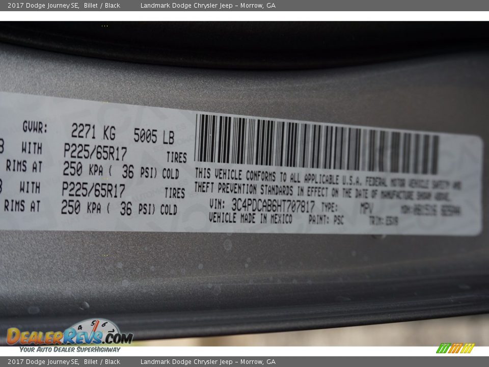 2017 Dodge Journey SE Billet / Black Photo #8