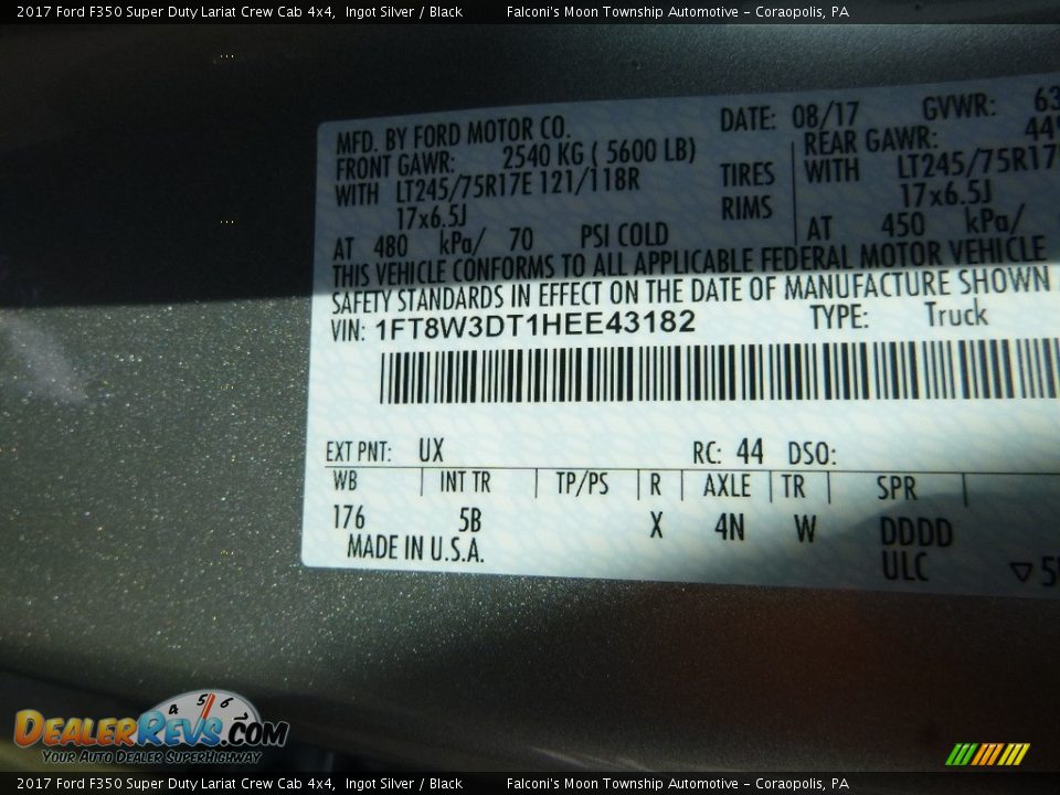 2017 Ford F350 Super Duty Lariat Crew Cab 4x4 Ingot Silver / Black Photo #12