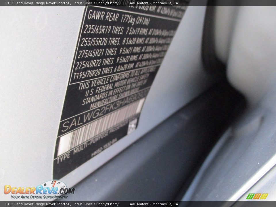 2017 Land Rover Range Rover Sport SE Indus Silver / Ebony/Ebony Photo #19