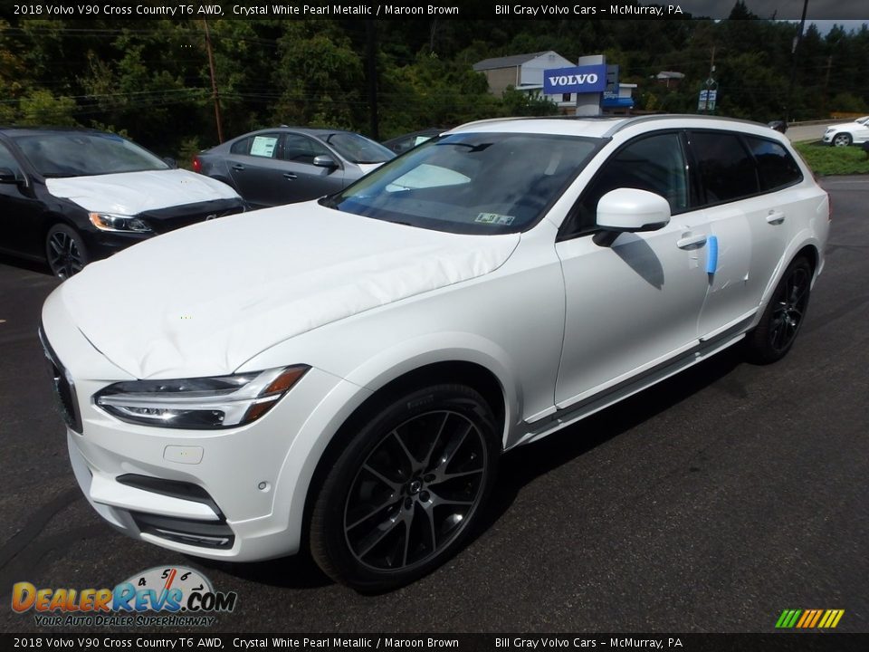 2018 Volvo V90 Cross Country T6 AWD Crystal White Pearl Metallic / Maroon Brown Photo #5