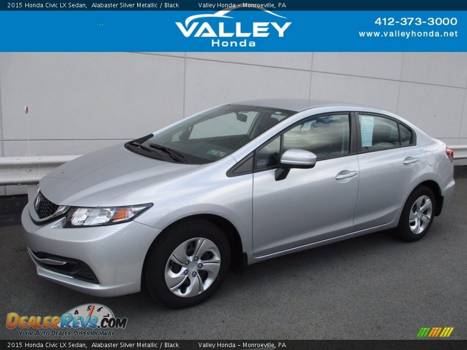 2015 Honda Civic LX Sedan Alabaster Silver Metallic / Black Photo #1