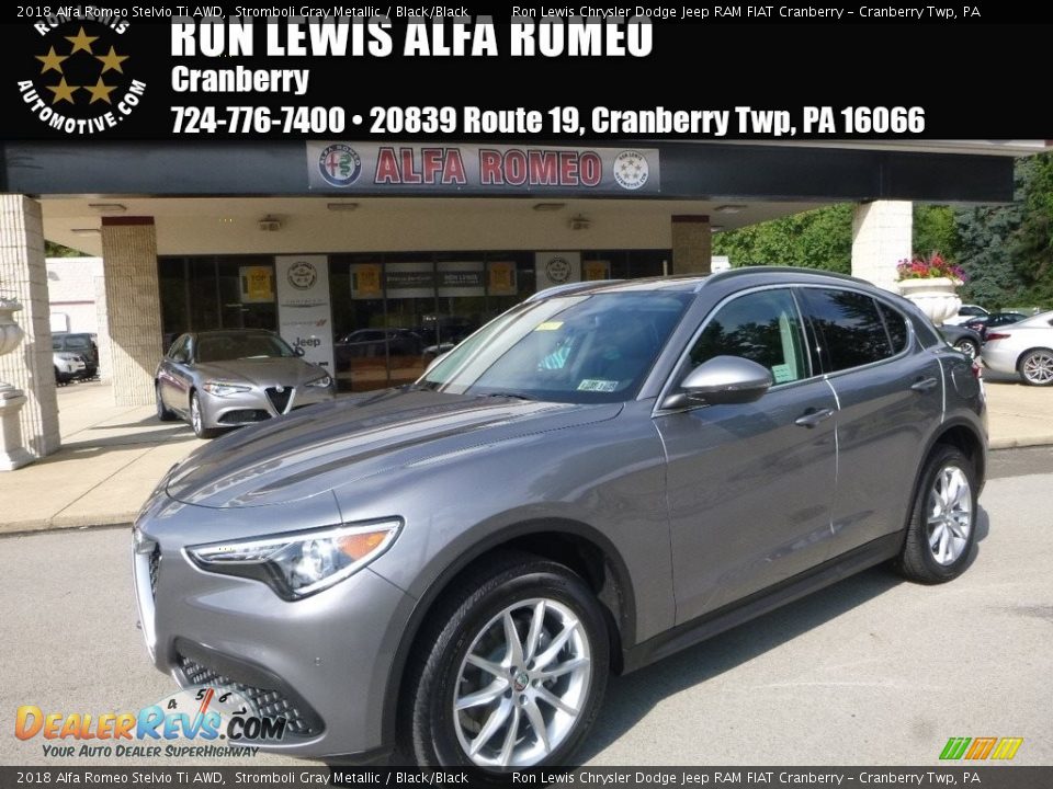 2018 Alfa Romeo Stelvio Ti AWD Stromboli Gray Metallic / Black/Black Photo #1