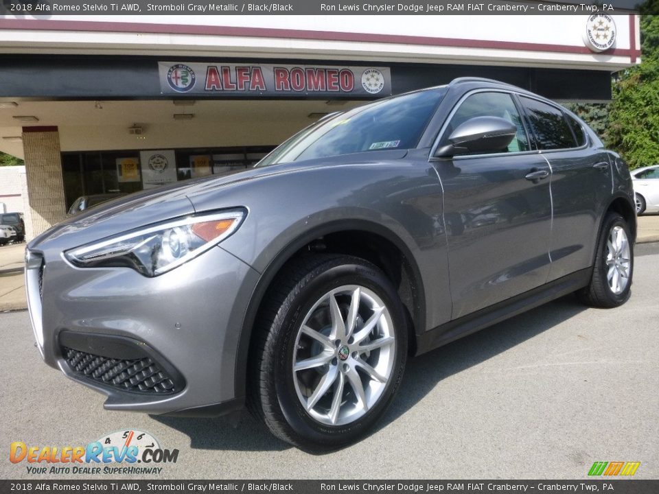 2018 Alfa Romeo Stelvio Ti AWD Stromboli Gray Metallic / Black/Black Photo #2