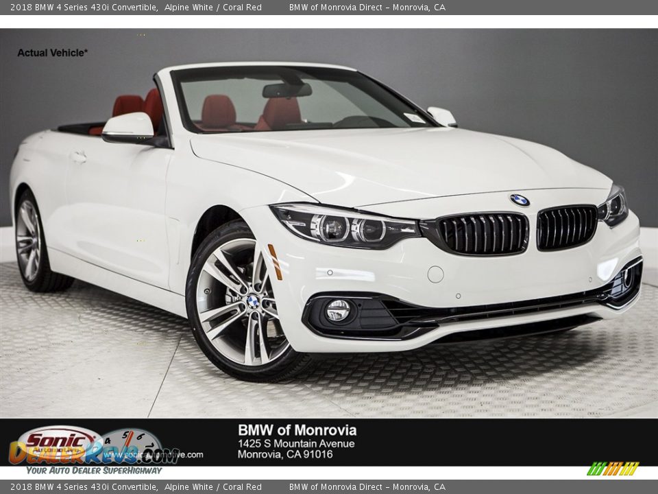 2018 BMW 4 Series 430i Convertible Alpine White / Coral Red Photo #1