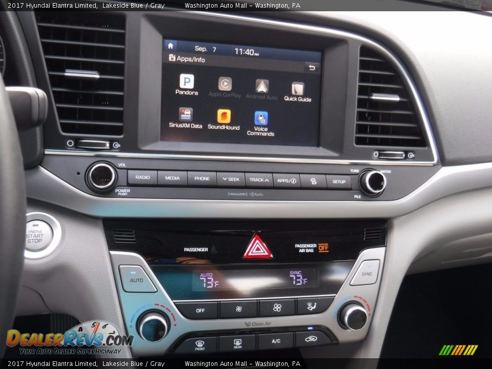 2017 Hyundai Elantra Limited Lakeside Blue / Gray Photo #19