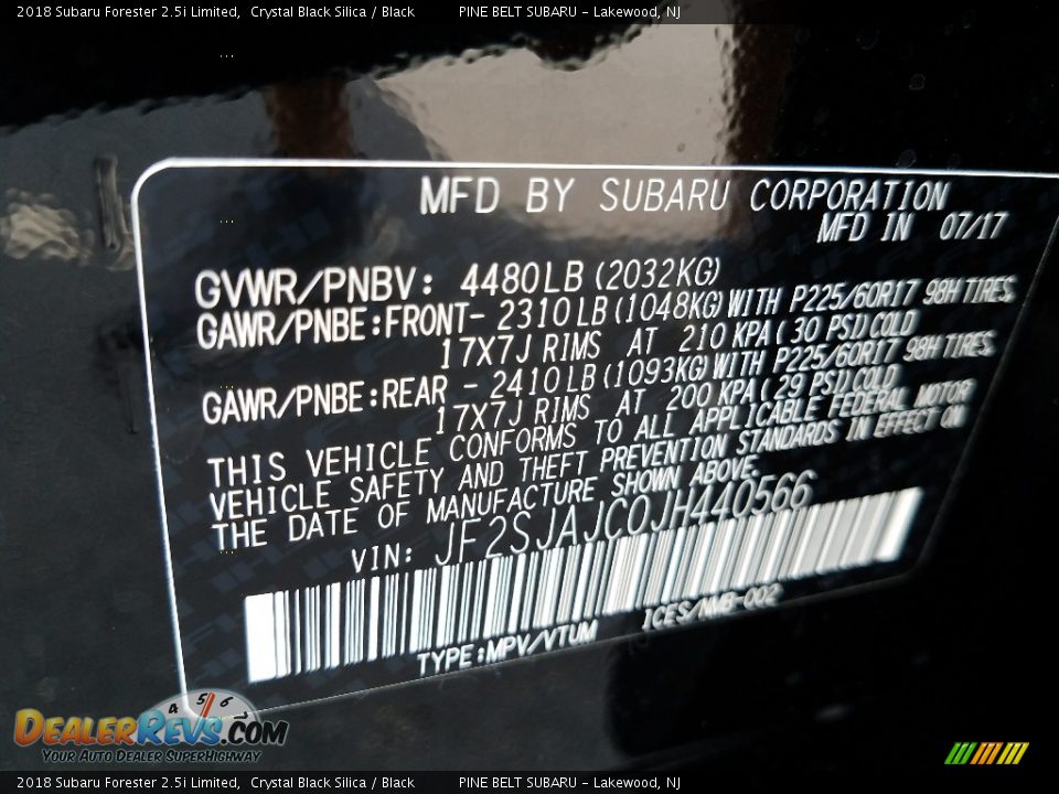 2018 Subaru Forester 2.5i Limited Crystal Black Silica / Black Photo #9