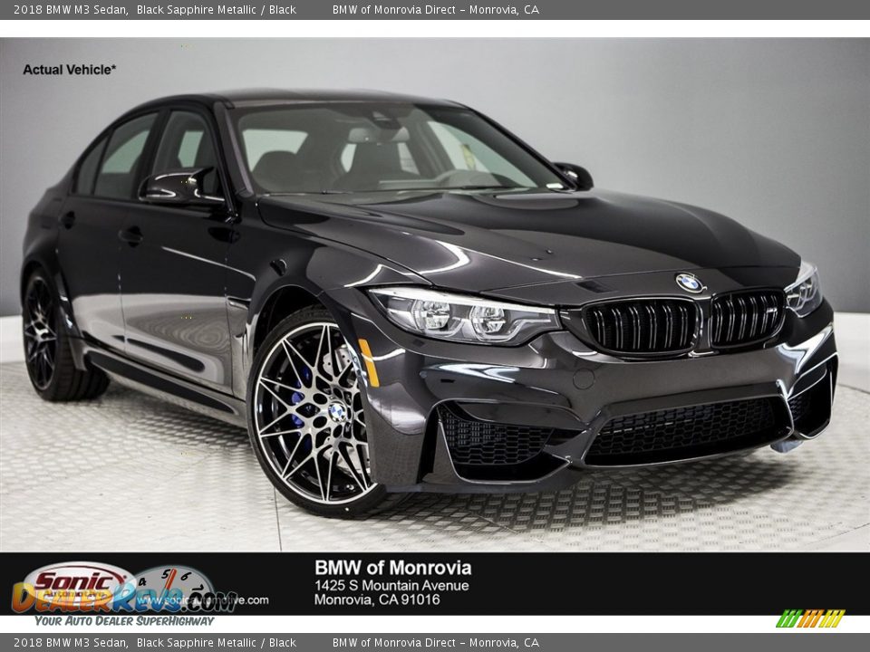 2018 BMW M3 Sedan Black Sapphire Metallic / Black Photo #1