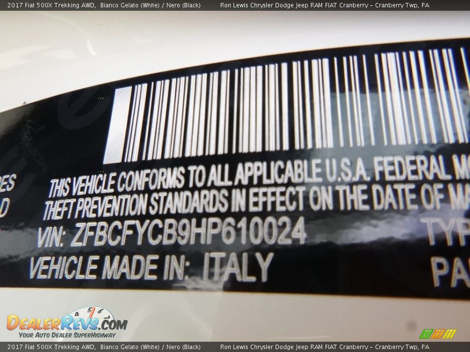 2017 Fiat 500X Trekking AWD Bianco Gelato (White) / Nero (Black) Photo #15