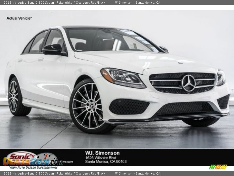 2018 Mercedes-Benz C 300 Sedan Polar White / Cranberry Red/Black Photo #1